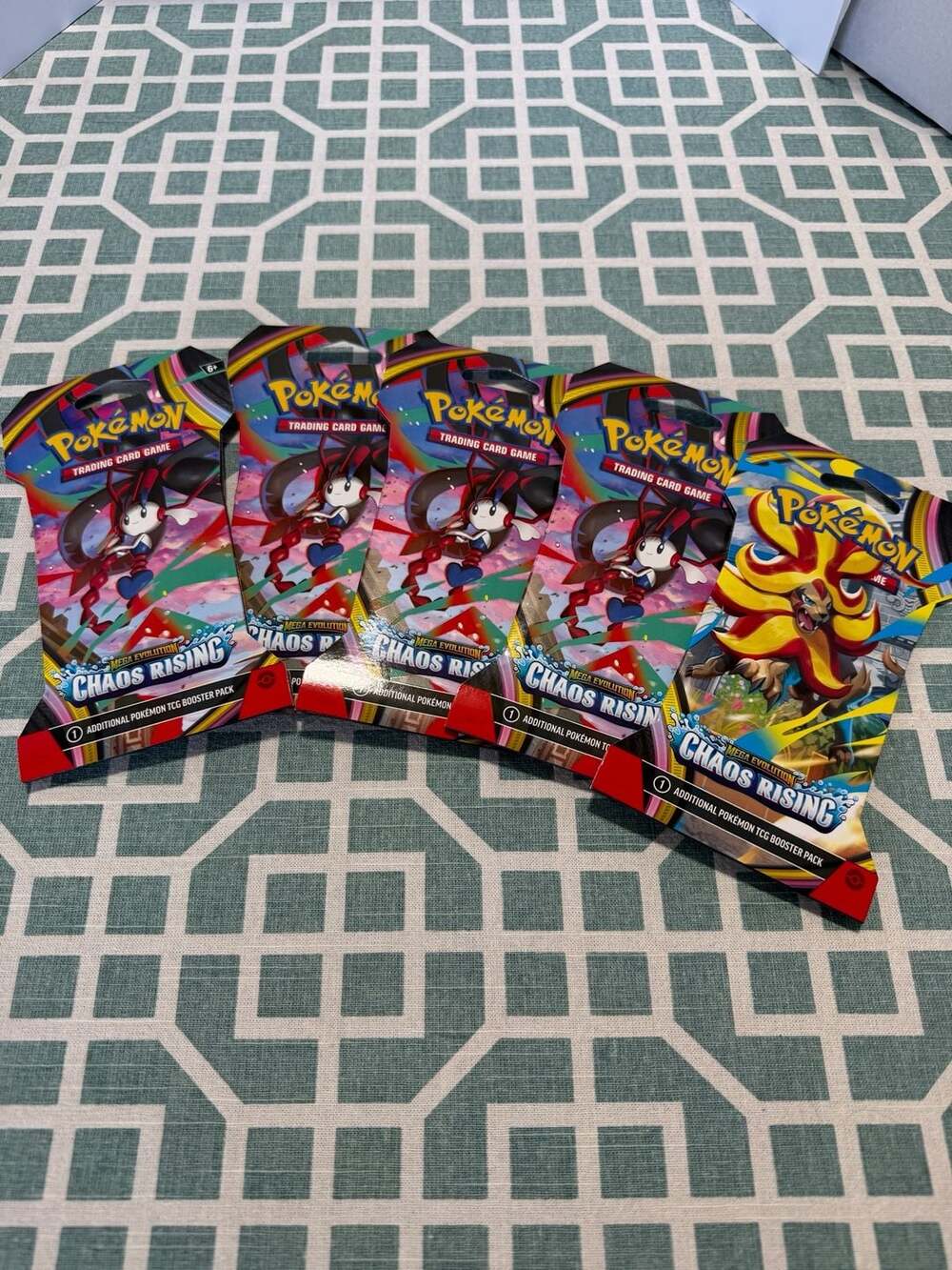 5 Pokémon TCG Mega Evolution Chaos Rising Sleeved Booster Packs
